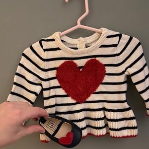 Heart sweater and matching ballet flats